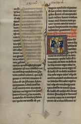 Initiale V - Die Steinigung Jeremias